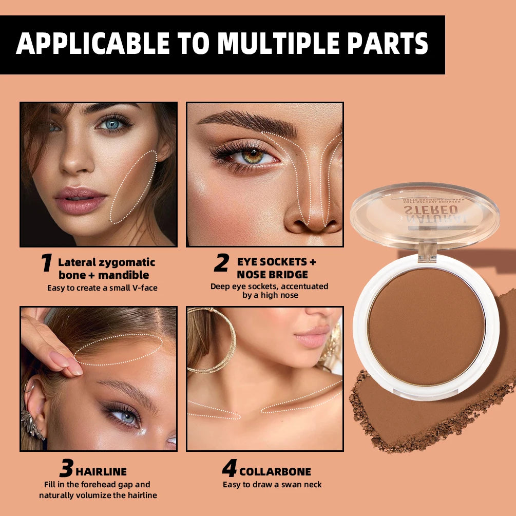 QIBEST Face Bronzer Makeup Contour Shading Powder Trimming Powder Cosmetic Face Concealer Highlighter Bronzer Palette For Women