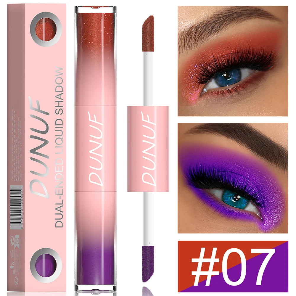 Double-head Punk Metallic Liquid Eyeshadow Stick Dark Glitter Matte Sequins Bicolor Shimmer Eyes Makeup Cream Pencil Waterproof
