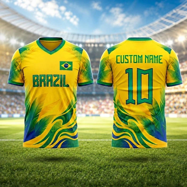 BRAZILIAN FOOTBALL FAN JERSEY 2026 NEW STYLE BREATHABLE FOOTBALL SHIRT SUITABLE FOR CHILDREN'S GIFTS HIKING AND OUTDOOR SPORTS
