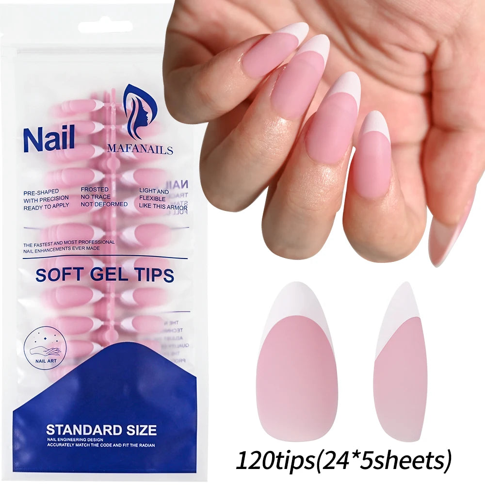 120Pcs Acrylic French False Nails – Full Cover Press On Nail Tips أظافر أكريليك فرنسية لاصقة بتغطية كاملة – 120 قطعة