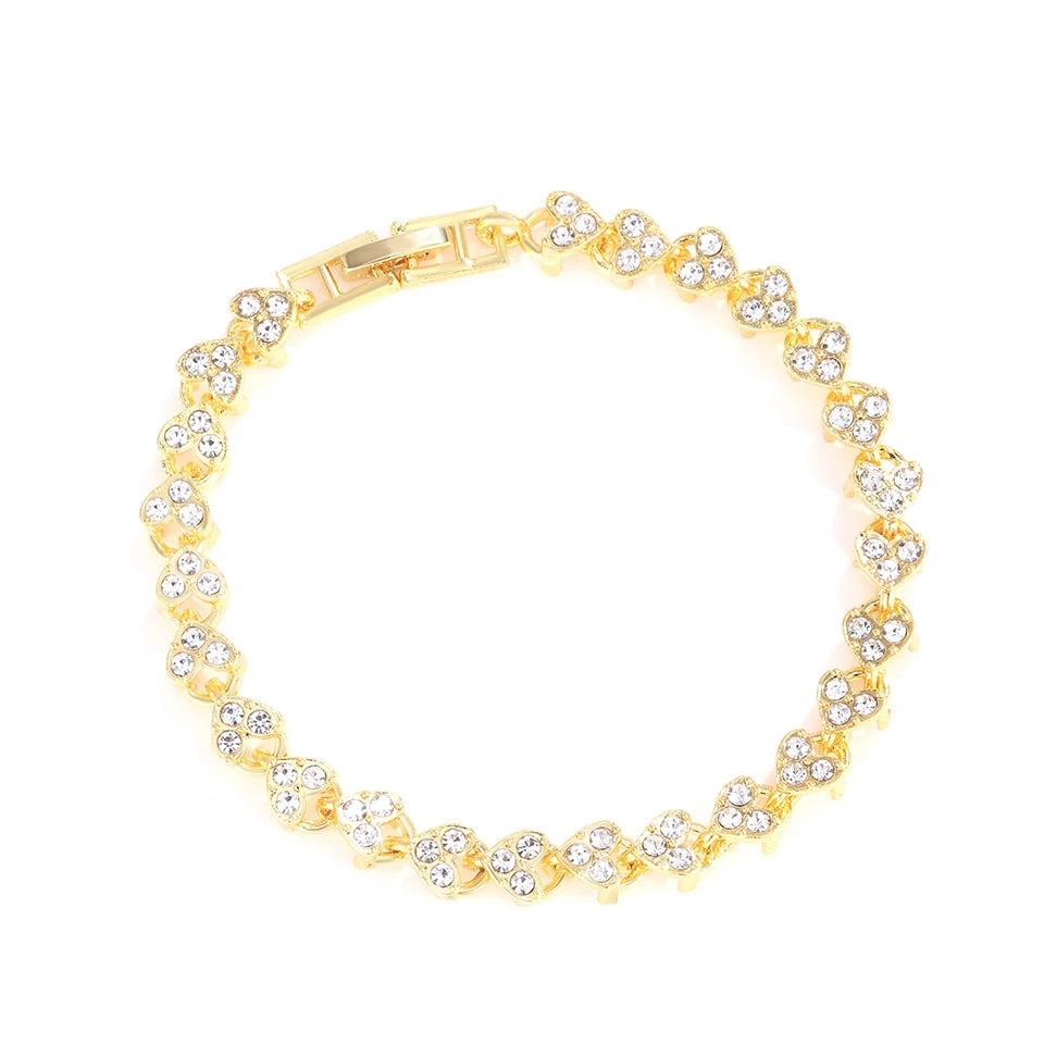 ZAKOL Crystal Rhinestone Heart Tennis Bracelet Encrusted Simple Wedding Jewelry for Women Men Valentine's Day Gift