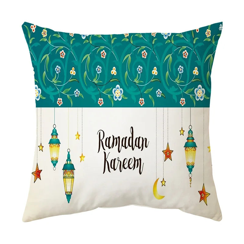 2026 Ramadan Islamic Pillow Cover – Moon & Mosque Design (45×45 cm)