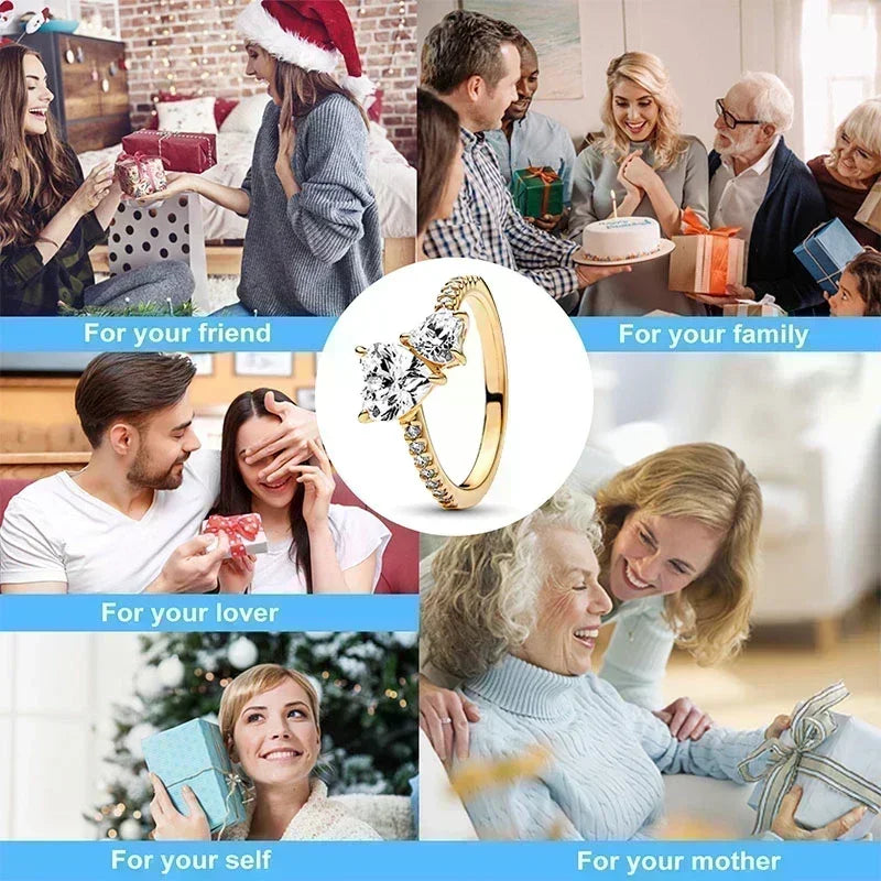 925 Sterling Silver Gold-Plated Heart Crown Ring - 2026