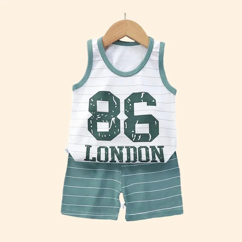 Children Sets Kids Clothes Boys Girls Vest Suit  Summer Children's Clothing baby