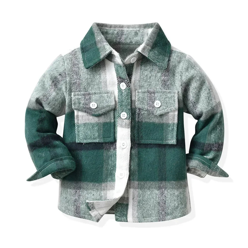 Children's Autumn Plaid Long Sleeved Shirt Brother & Sister Shirt Cotton College Style Thickened Shirt Boys Shirts Girls Blouse