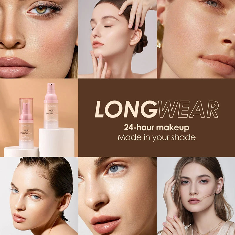 High Coverage Liquid Foundation Tint Oil Control Face Brighten Natural Concealer Waterproof BB Cream Makeup Korean Base Cosmetic
