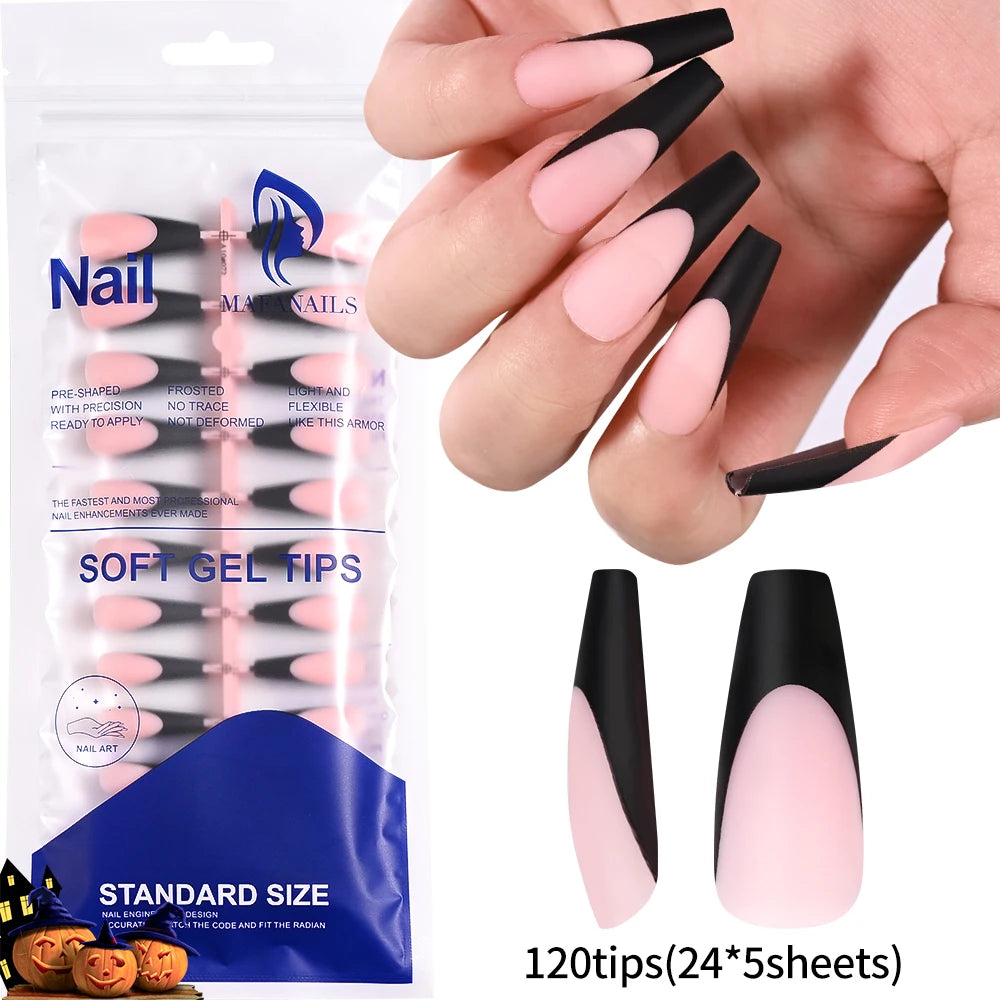 120PCS French Press On Nails – Medium Long Square Acrylic Nails