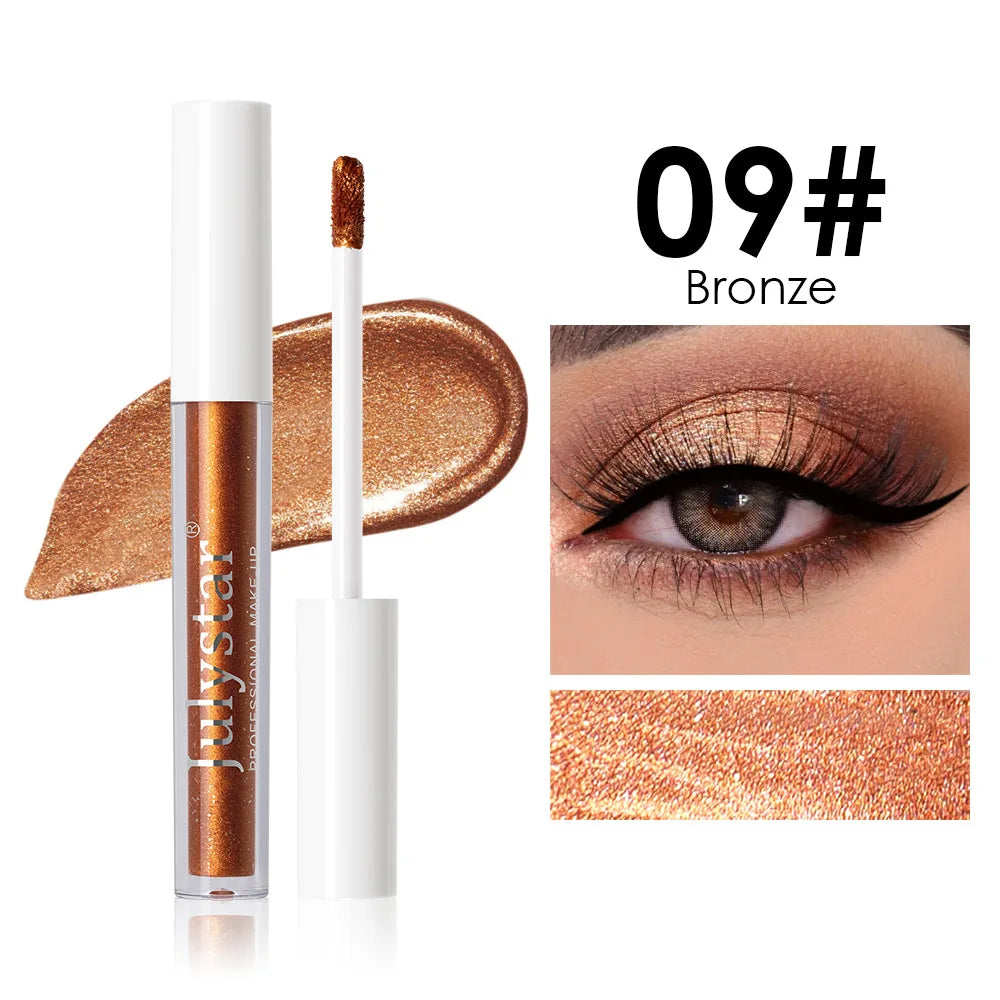 Waterproof Liquid Eyeshadow Metallic Gold Eye Shadow Stick Lasting Pearlescent 10 Colors Smoky Black Glitter Eye Highlighter Pen