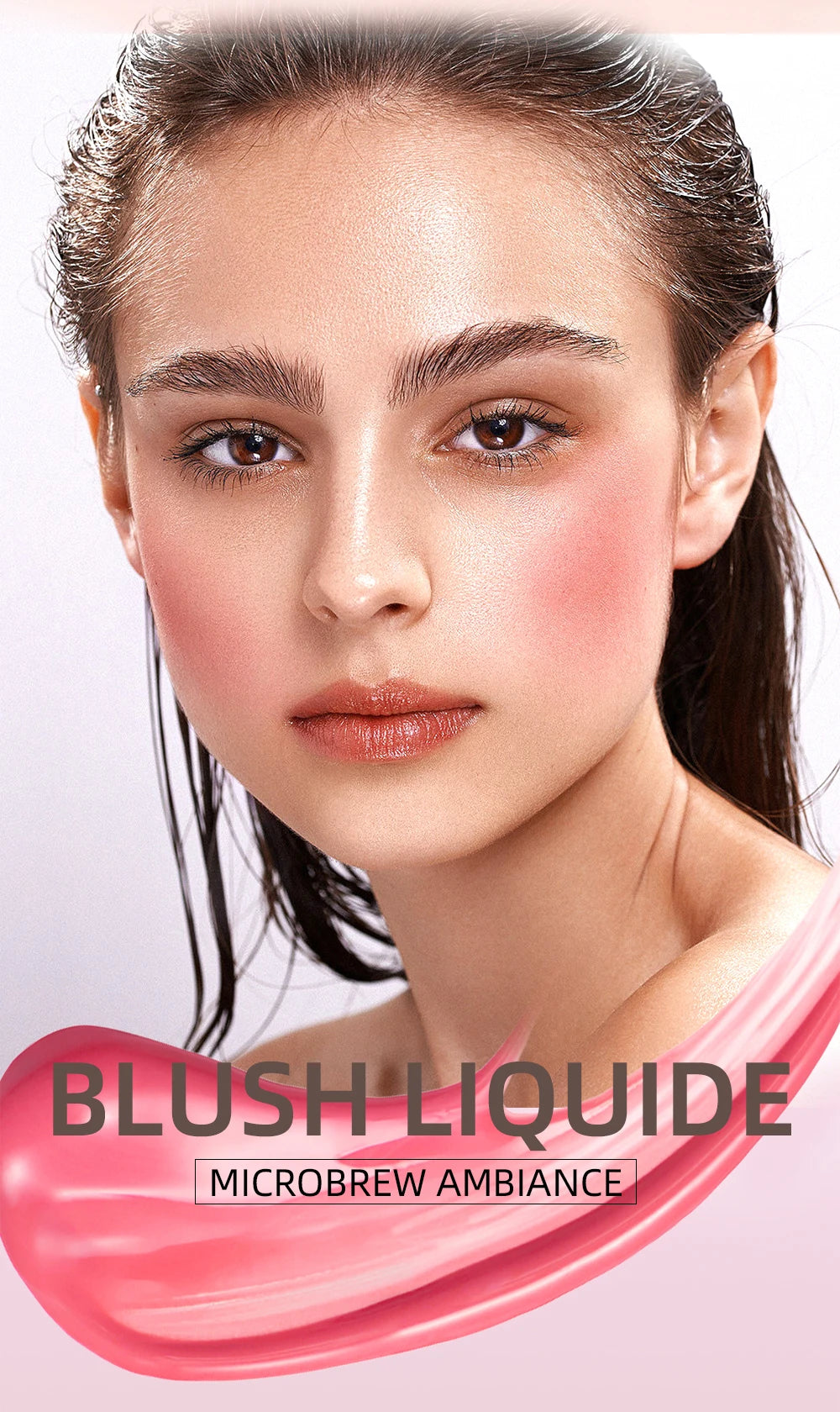 QIBEST Liquid Contour With Cushion Applicator Highlight Shimmer Natural Soft Moisturizing Cream Liquid Blush For Cheek Cosmetics
