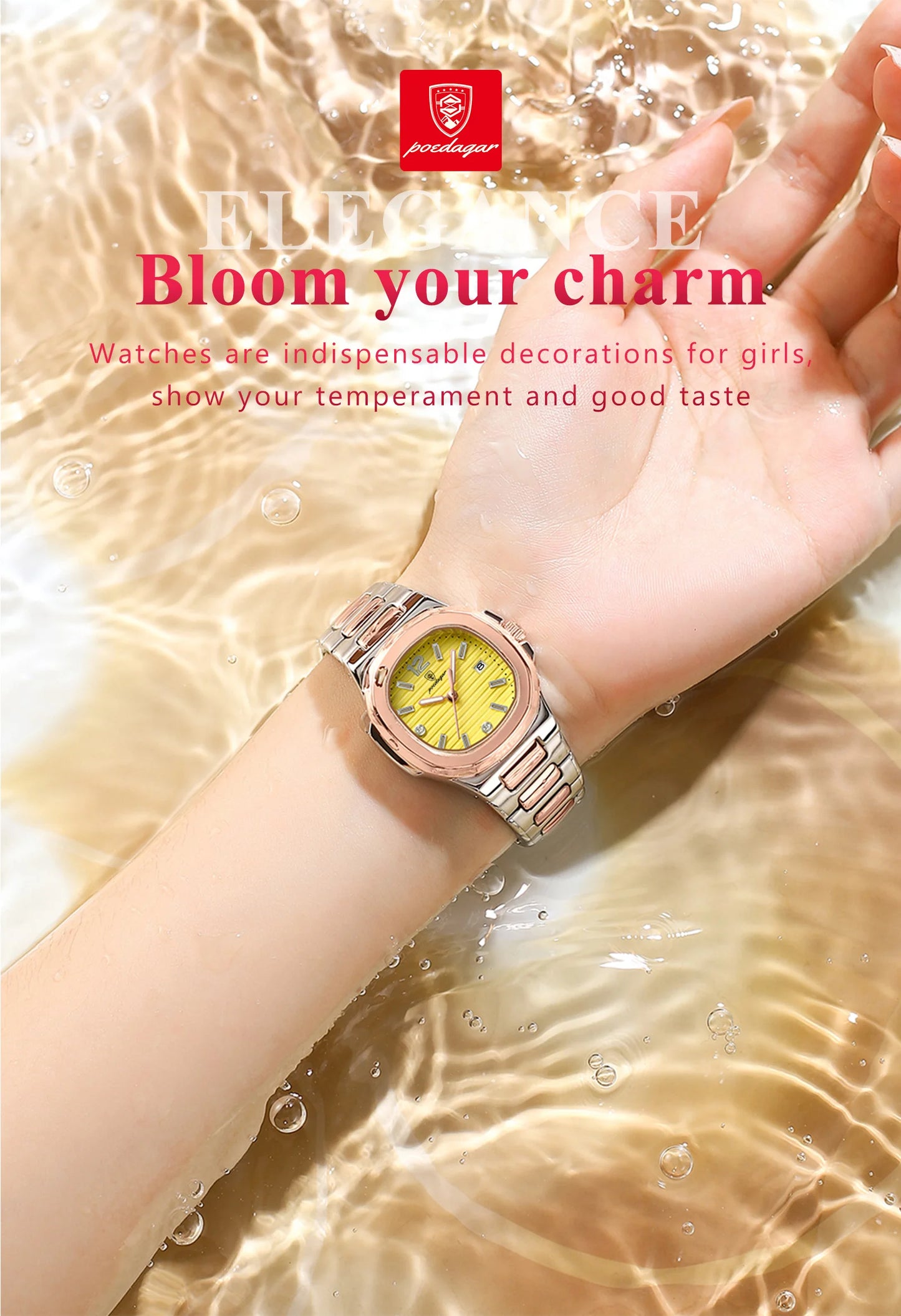 POEDAGAR Luxury Square Watch For Woman Luminous Waterproof Date Ladies Watch Elegant Women's Quartz Watches Simple Female Clock