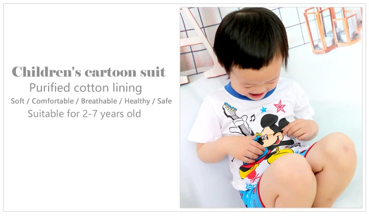 New Summer Casual Frozen Snow Queen Children's Short Sleeve Pajamas Cartoon Suit Girls Cotton Kids Pajamas Dress Costumes