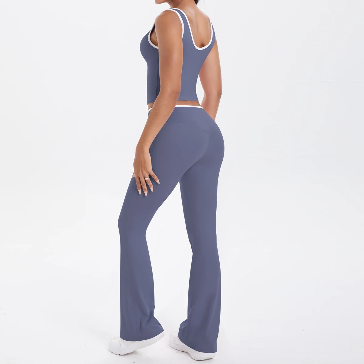 Autumn Women's Yoga Set U-neck Vest High Waist Cross Wide Leg Pants Set Tight Fitting Seamless Elastic Sportswear
