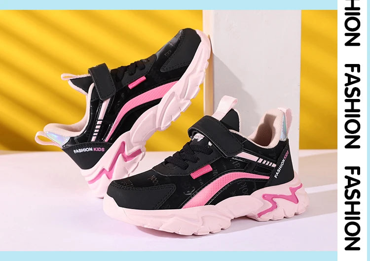 Kids Casual Pink Girls Leather Shoes Fashion For 7-15y Lightweight Running Young Student's Children Sports Girl's Shoe NBGAGA