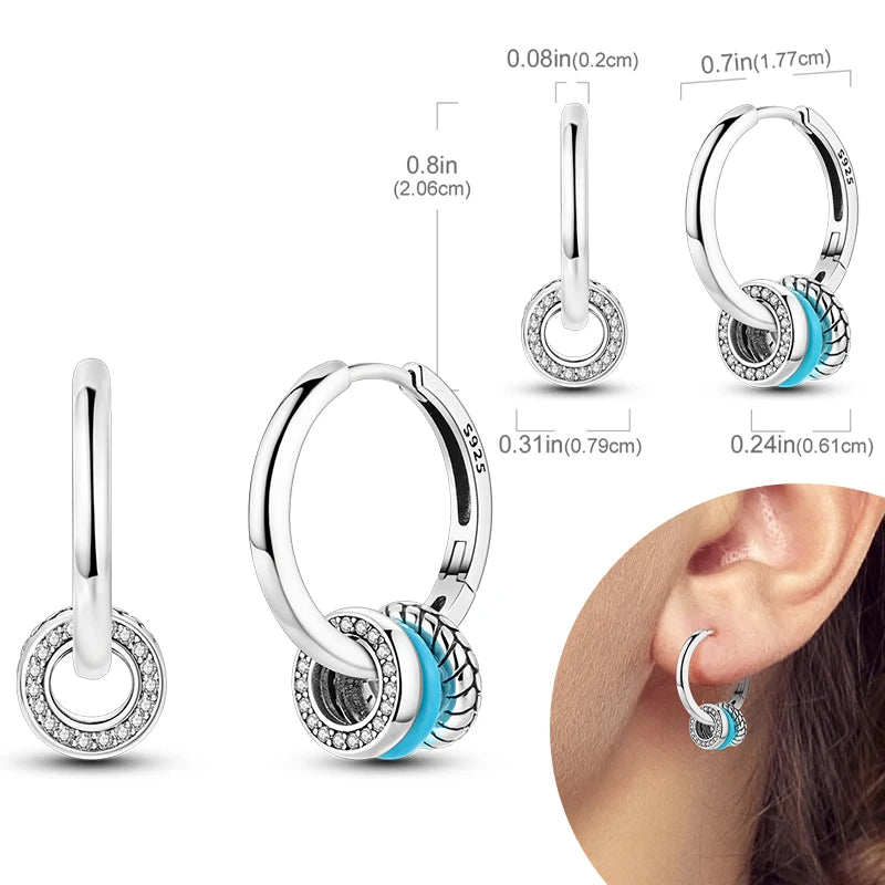 925 Sterling Silver Hoop Earrings with Zircon