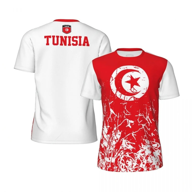 TUNISIA Flag 3D Print Sport Quick Dry Breathable Men T-shirt Outdoor Football Jersey Team Fan Short Sleeve Summer Top Clothing