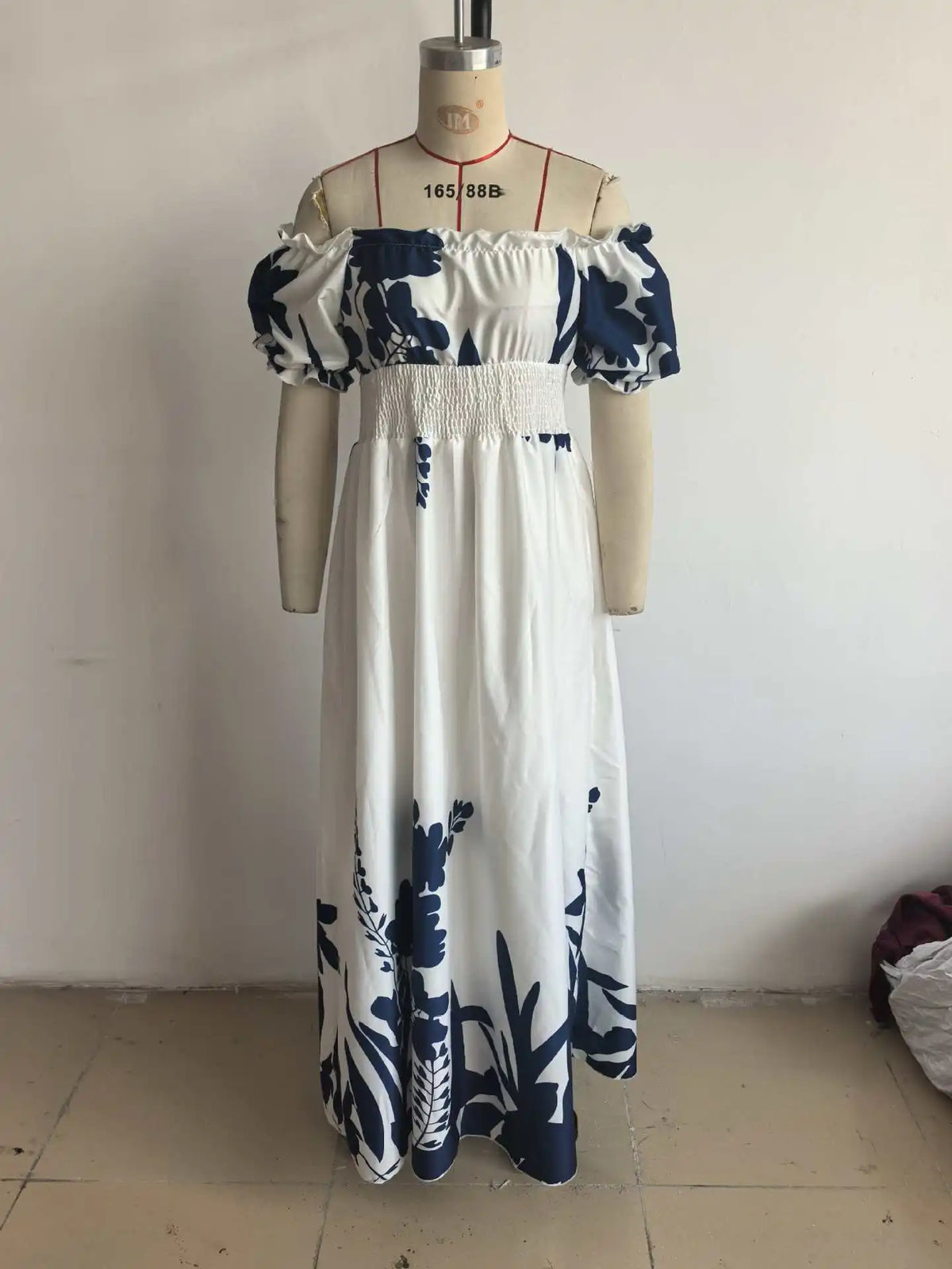 BKLD Women Clothing Summer Floral Print Dress Short Sleeve Square Collar Beach Holiday Outfits Waist Ruched Long Dresses Party
