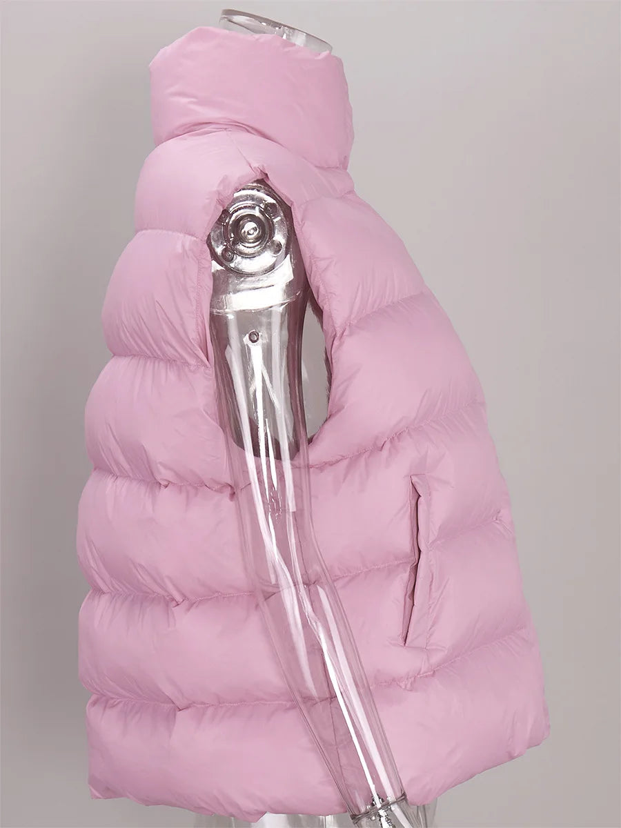 BKLD Cotton Padded Vest 2026 Autumn And Winter New Lightweight Stand Collar Warm Jackets Solid Color Sleeveless Women Coats
