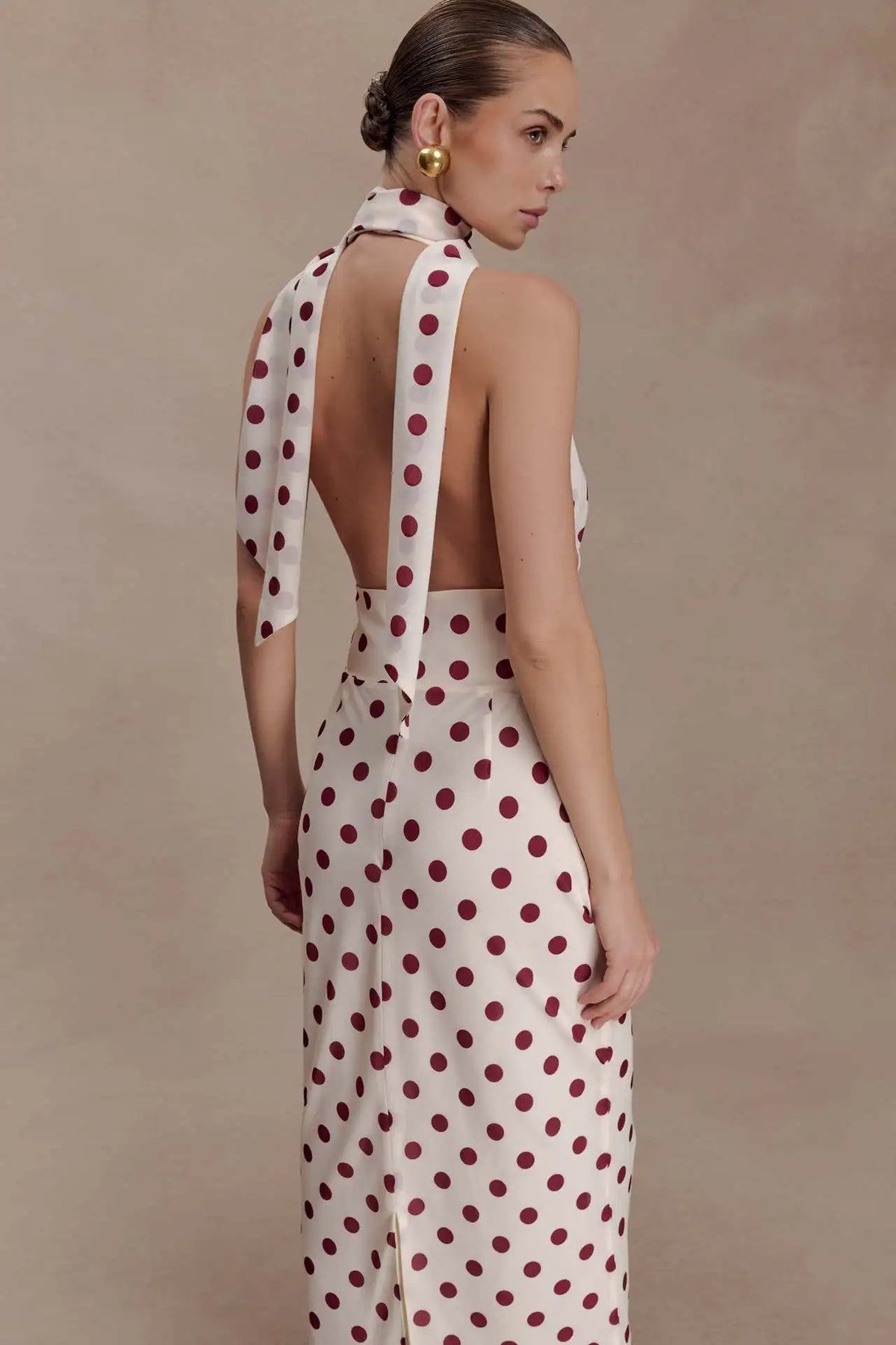 Women Sexy Polka Dot Halter Maxi Dress Elegant V Neck Backless Sleeveless High Waist Dresses 2026 Female Summer Party Dress