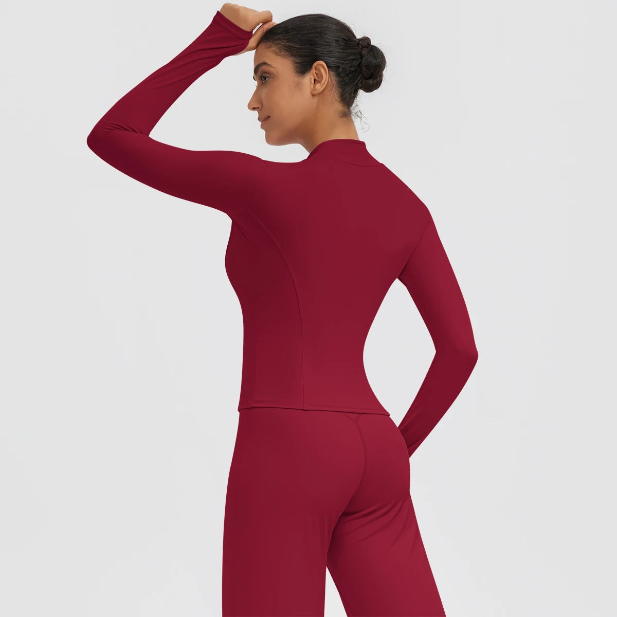 New Women's Stand-Up Collar Yoga Jacket Summer Fitness Sports Solid Color Workout Top Yoga Zipper Long Sleeves Sports Top Coat