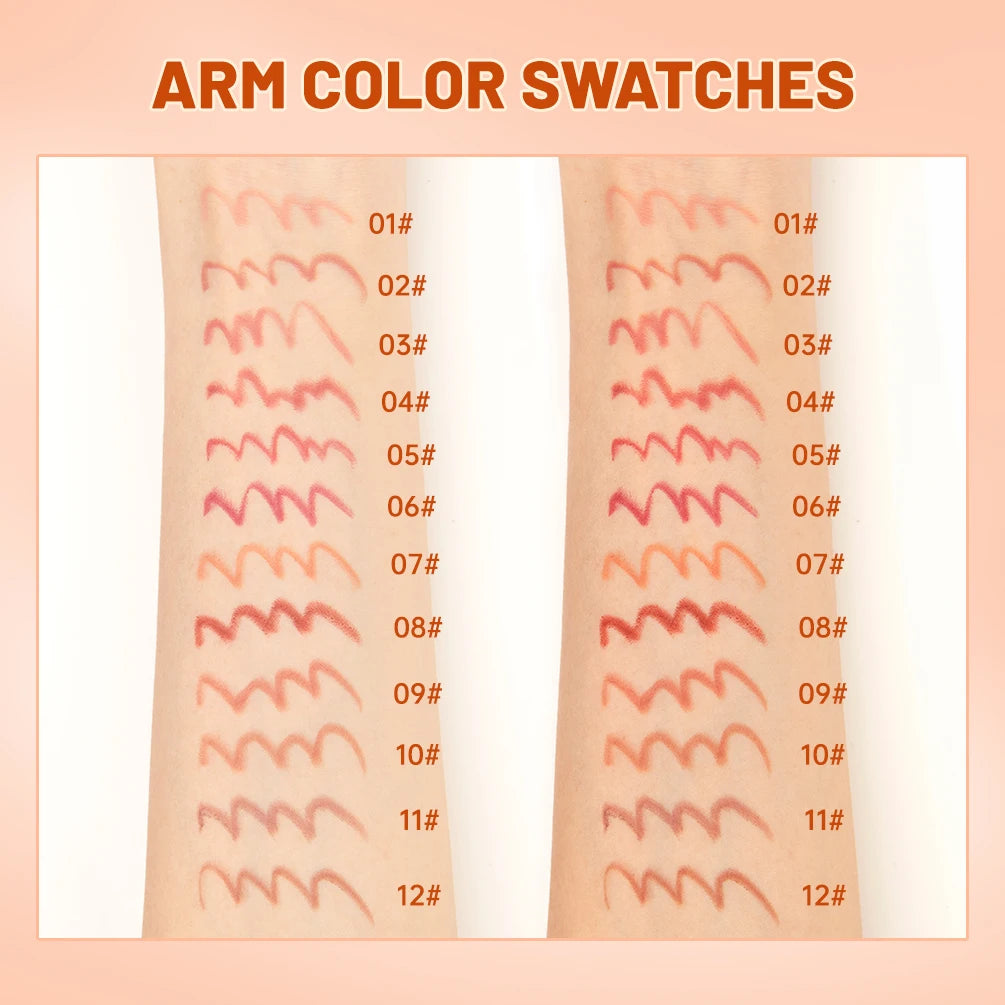 QIBEST Lip Liner Pencil Contour Matte Lipstick Pens Smudge Proof Silky Lipliner Not Easy Fade Outline Sculpt Lipliner Makeup Set