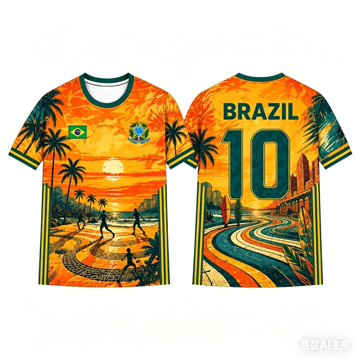 Brazil Theme Soccer T Shirt 3D Printed Tropical Landscape Print Family Style for Adults Kids Breathable Quick Dry Training Tee