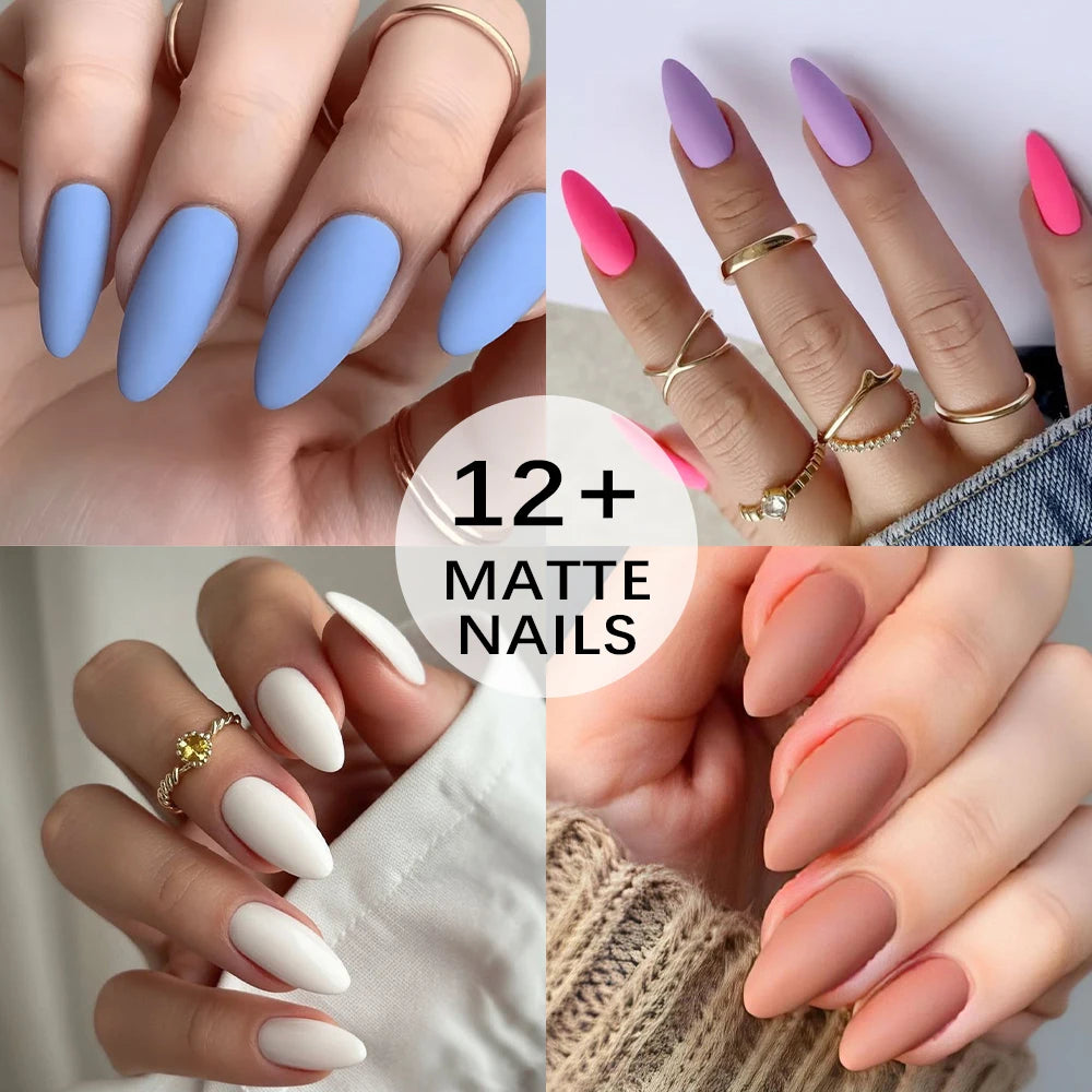 288Pcs Colorful Medium Almond False Nails Stiletto Full Cover Fake Nails Tips Extension Artificial Wearable Press On Nails