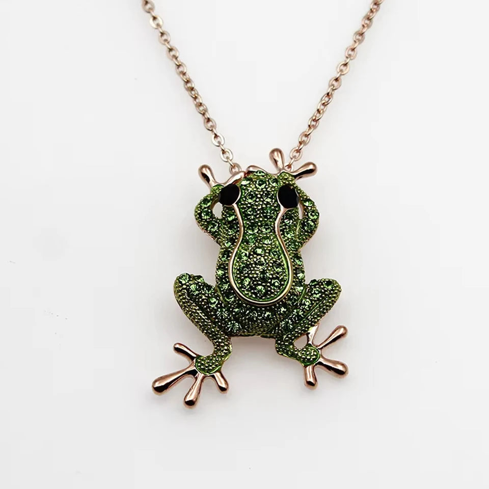 ZAKOL Luxury Green Crystal Frog Brooch Animal Brooches Pins For Women Dress Coat Accessories Jewelry Gift