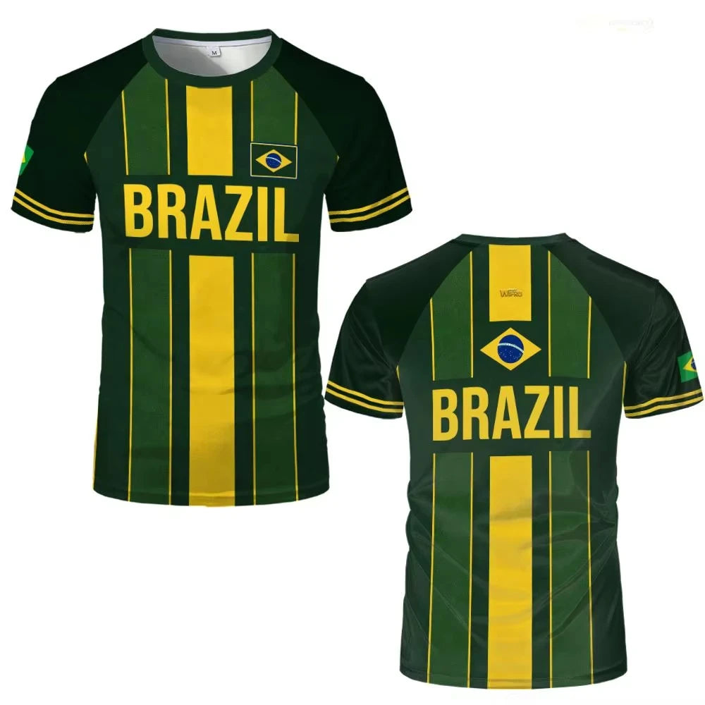 2026 Men s Summer Soccer Jersey Featuring Brazil Flag Pattern Breathable Quick Dry Family Style for Kids Adults Outdoor Training