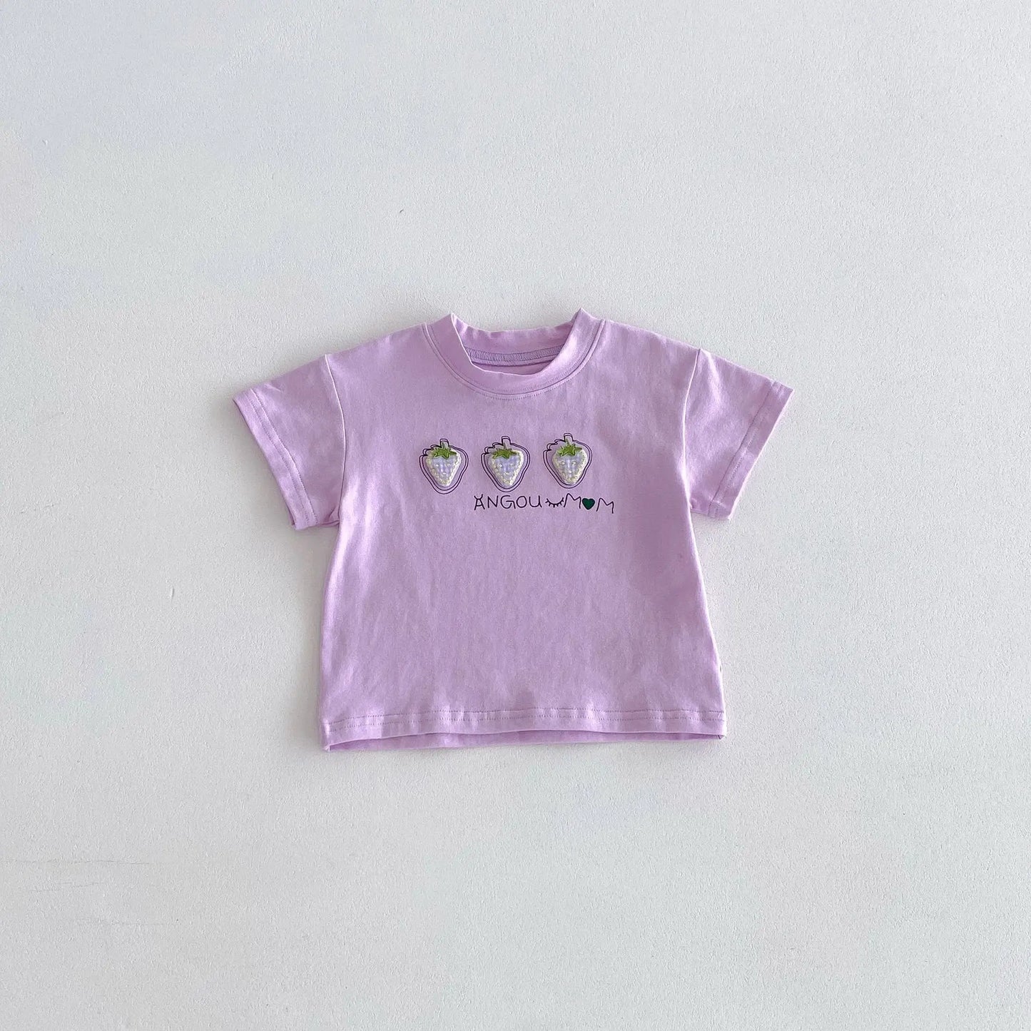Summer Newborn Infant Baby Boy Girls' Cute Cartoon Strawberries Printing T-Shirt Muslin Perfect For Kids' Fashion Baby Clothing