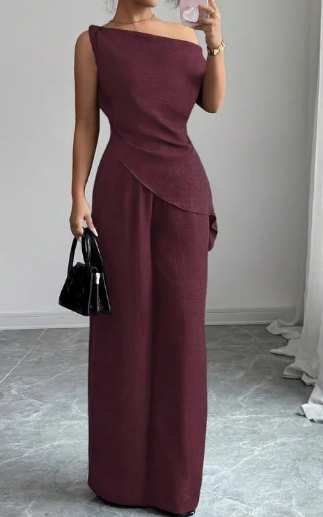 Elegant Wide Leg Pants Two-Piece Set