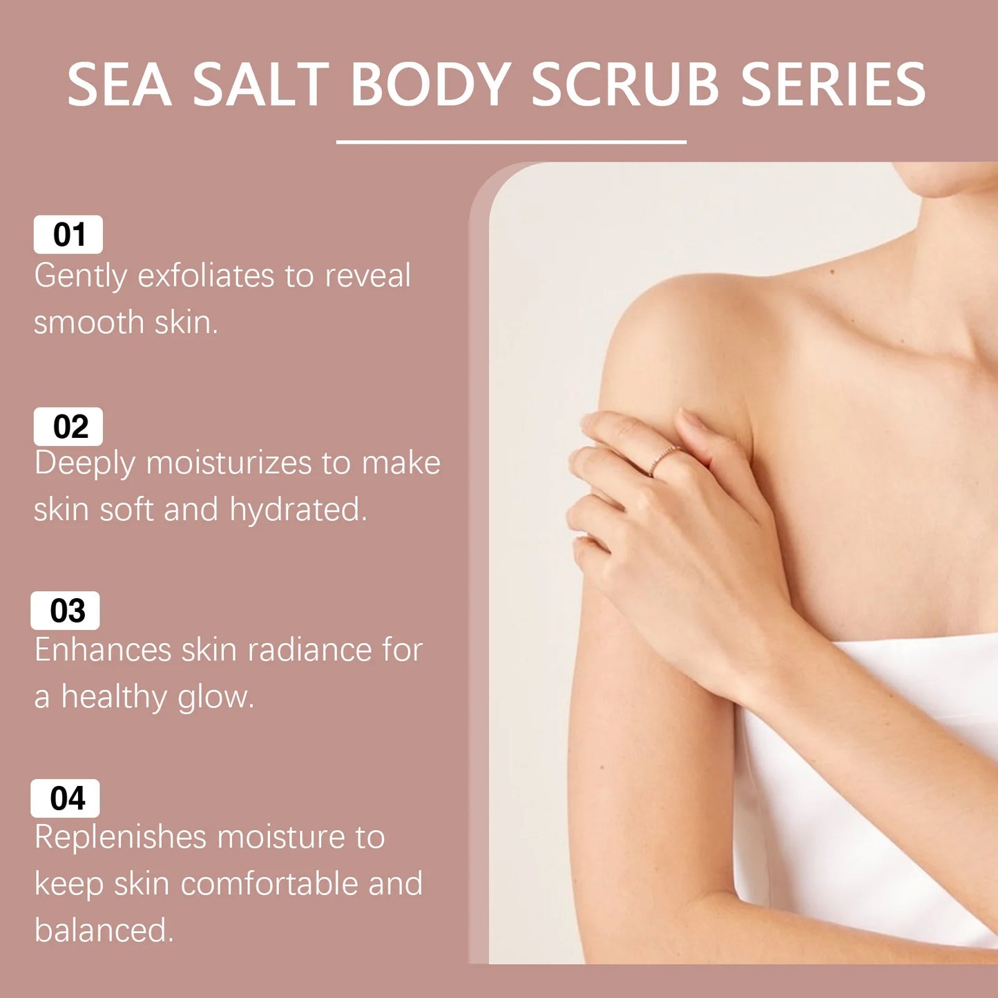 Sea Salt Body Scrub Exfoliating Deep Cleansing Remove Melanin Whiten Skin Shrink Pore Smooth Soft Nourish Coconut Coffee Scrub