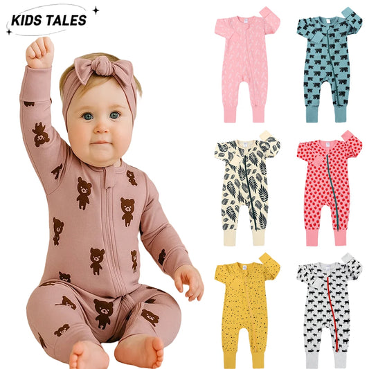 Spring Long Sleeve Baby Romper Newborn Jumpsuit Toddler Boy Girl Cotton Soft Onesie Pajamas Double Zipper Bodysuit Fall Clothes