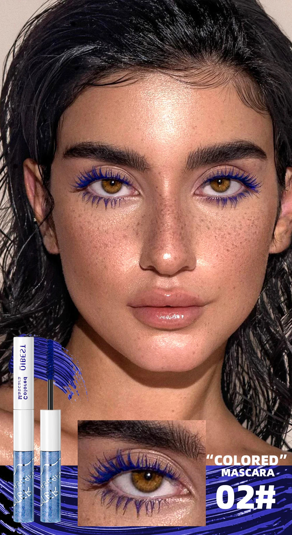 QIBEST 2 In 1 Diamond Glitter Mascara Lasting Colored Mascara Eyelashes Thickening Voluminous Double Ended Waterproof  Mascara