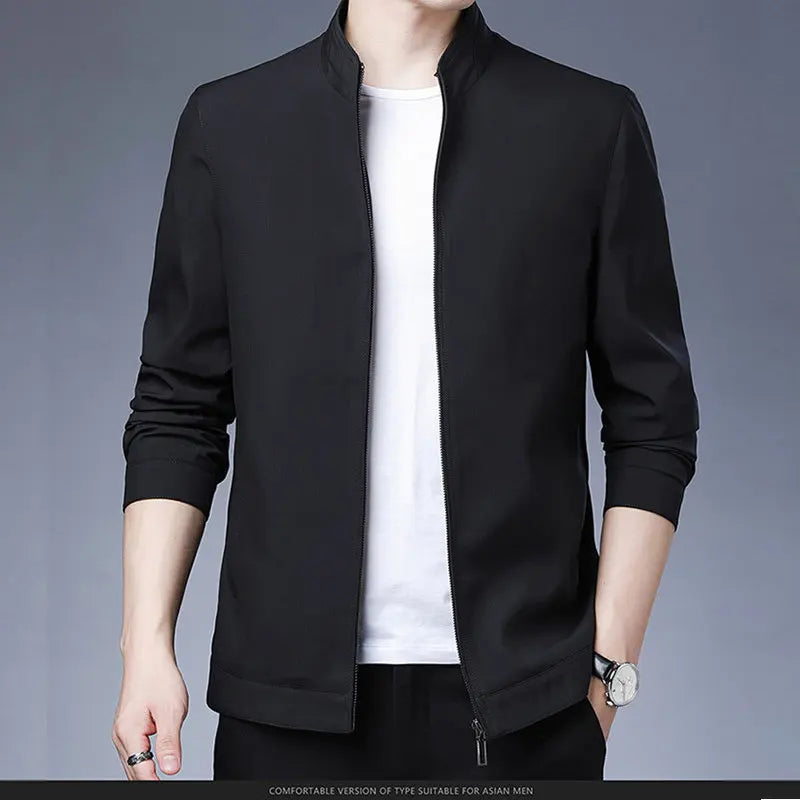 Men’s Business Casual Jacket – SFABL Zipper Outerwear for Spring & Autumn