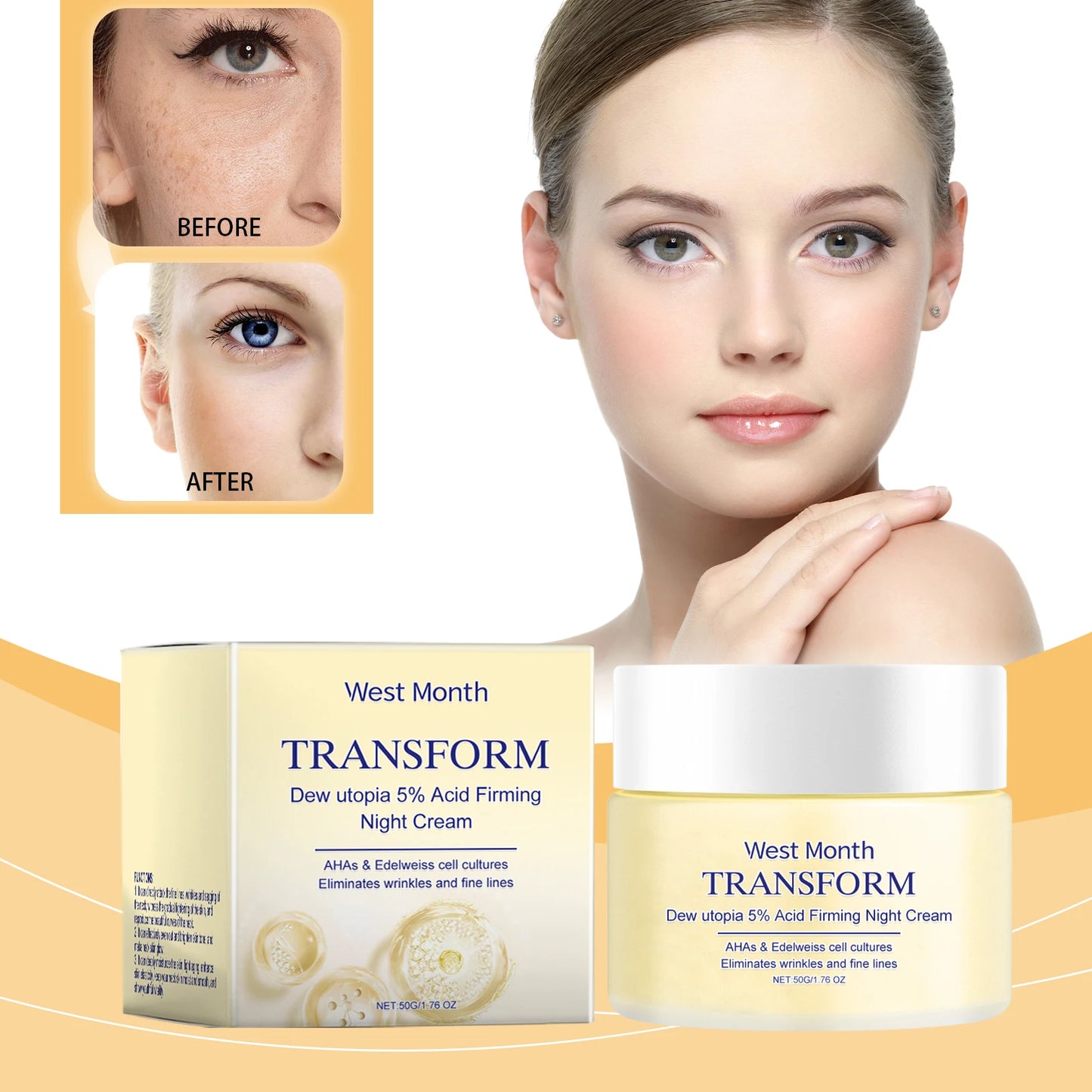 WEST MONTH Firming Night Cream Effectively Fight Wrinkles, Eeduce Fine Lines and Wrinkles, Tighten the Skin Firming Cream
