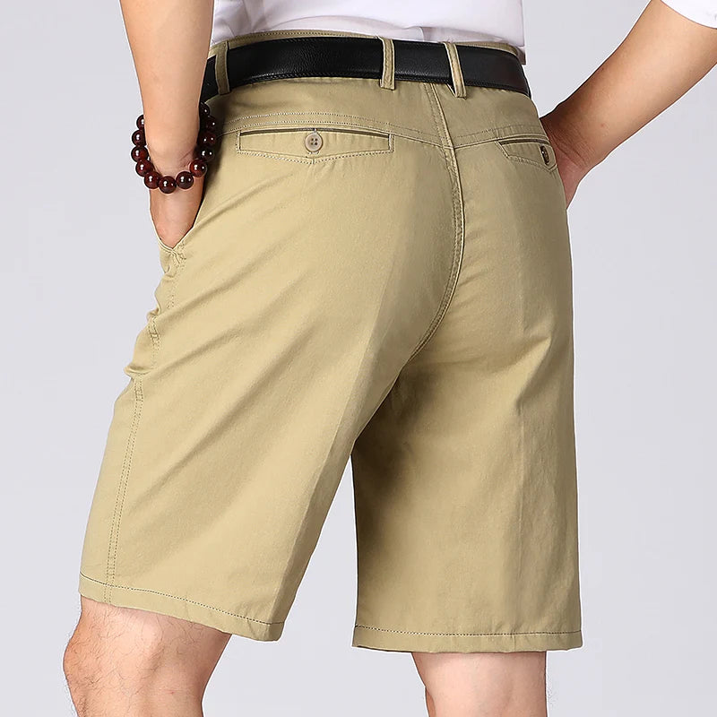 Classic Cotton Board Shorts Knee Length Comfortable Bermuda Shorts Outdoor Beach Shorts Black Khaki