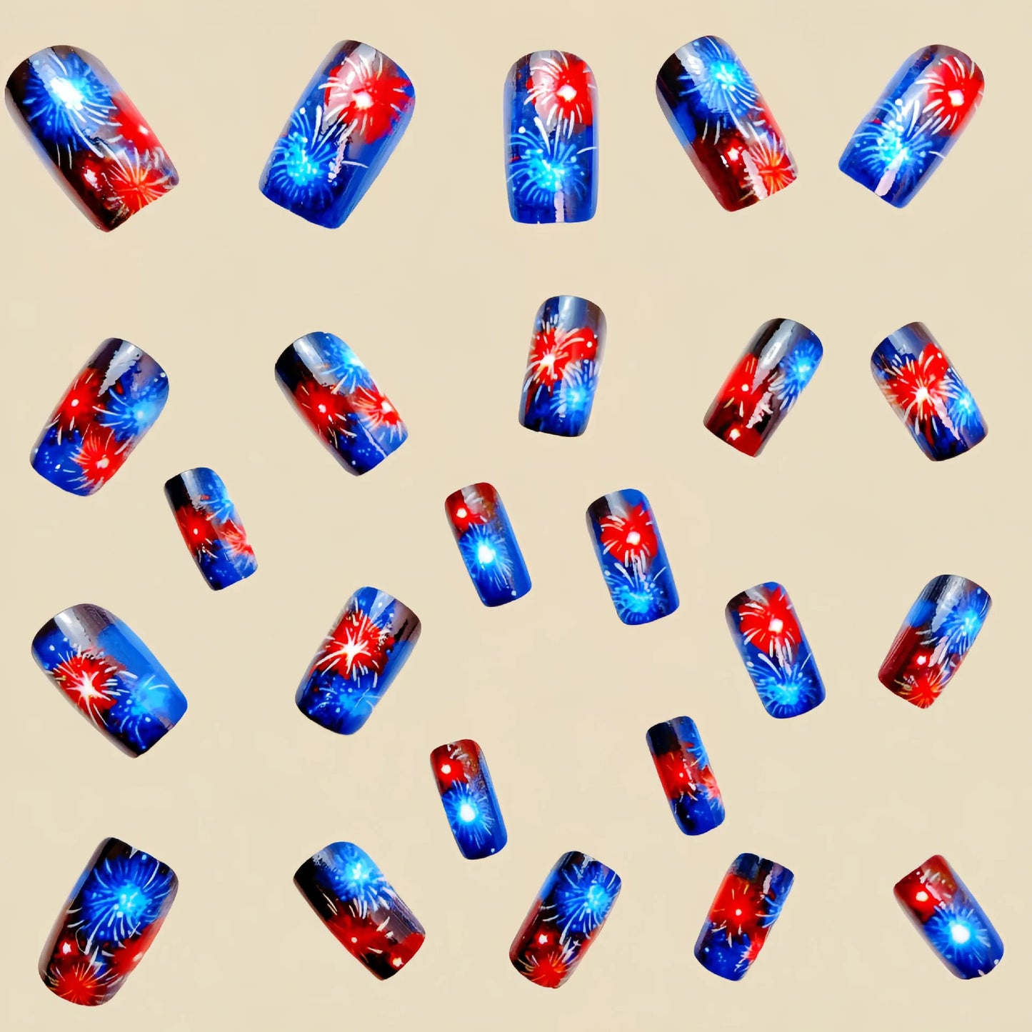 24pcs/set medium long fake nails square ballet nail tips glitters starry sky moon star feather design press on false nail art