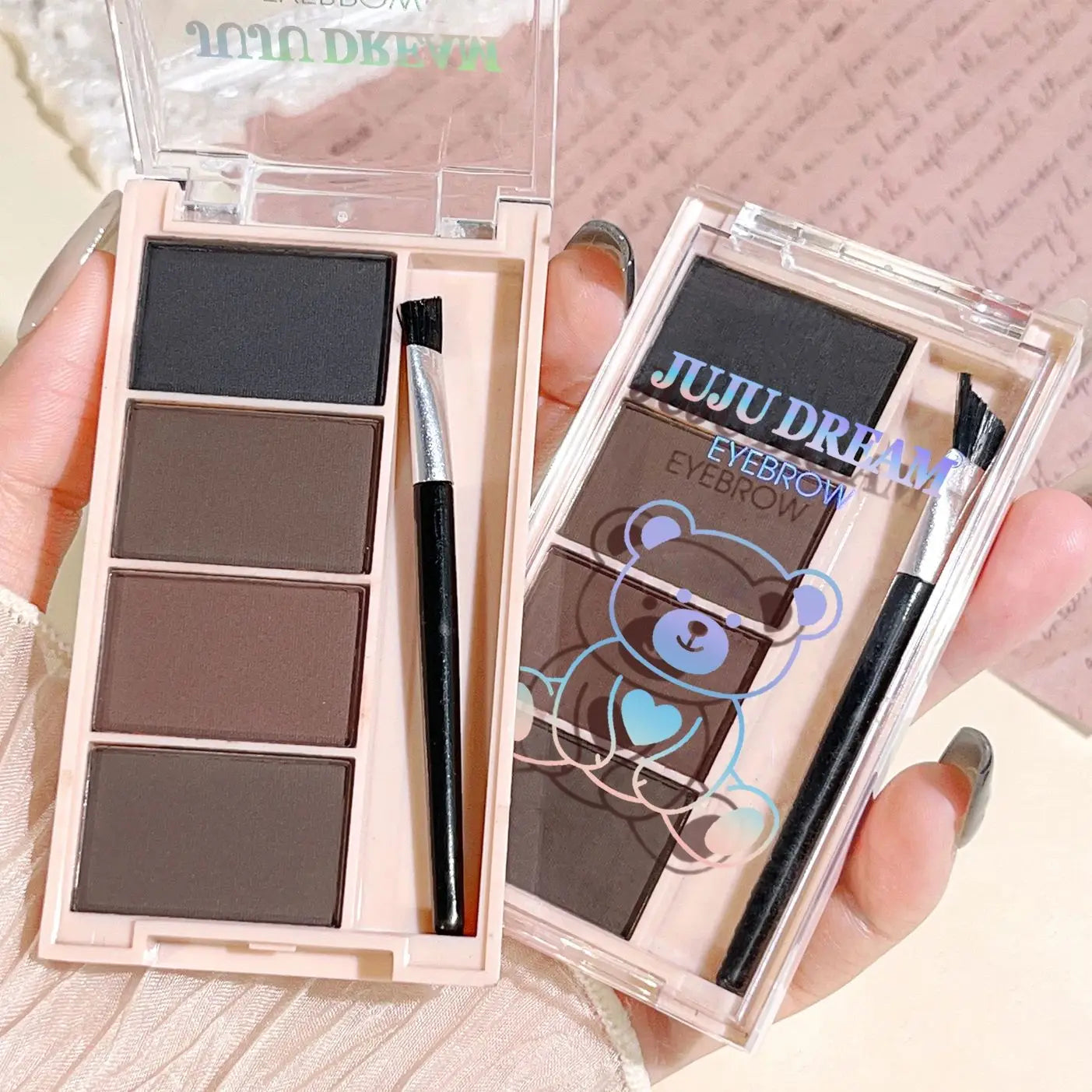4-Color Eyebrow Powder Palette with Brush
