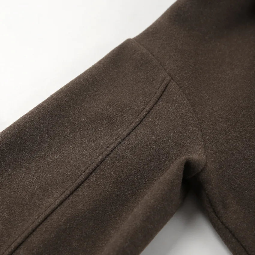 Elegant Women's Woolen Coat Zipper Long Sleeve Blazer Thick Warm Office Lady Tops 2026 Autumn Winter Fashion Short Streetwear