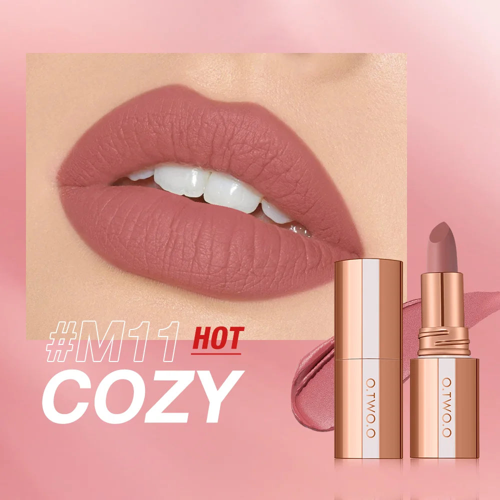 O.TWO.O Matte Lipstick Lip Tint 14 Colors Waterproof Long Lasting Non-transfer Smooth Highly Pigmented Velvet Lip Sticks Makeup
