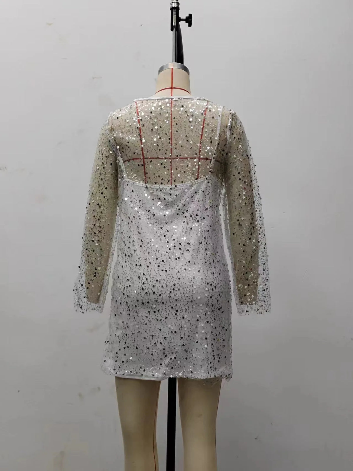 BKLD Christmas Women Sexy Sling Dress And Beading Long Sleeve Cover-Ups 2 Pieces Mini Dress Nightclub Party Wedding Outfits