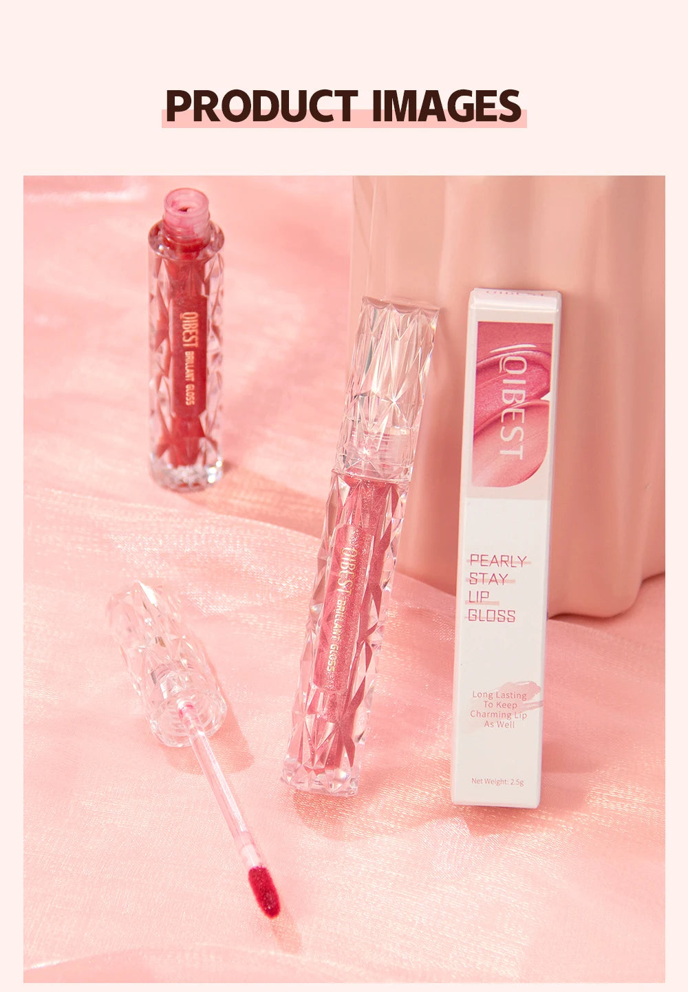 QIBEST Diamond Liquid Lipstick Moisturizing Long-Lasting Purple Sparkling Waterproof Lip Gloss Cosmetics Matte Glitter Lipstick