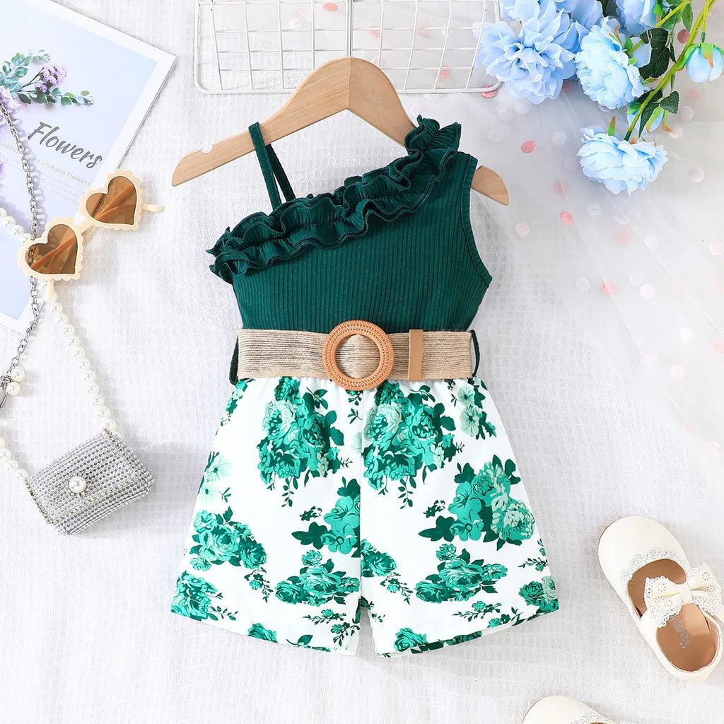 Kids Clothes 9 Months to 4 Years old Floral Off Shoulder Onesies