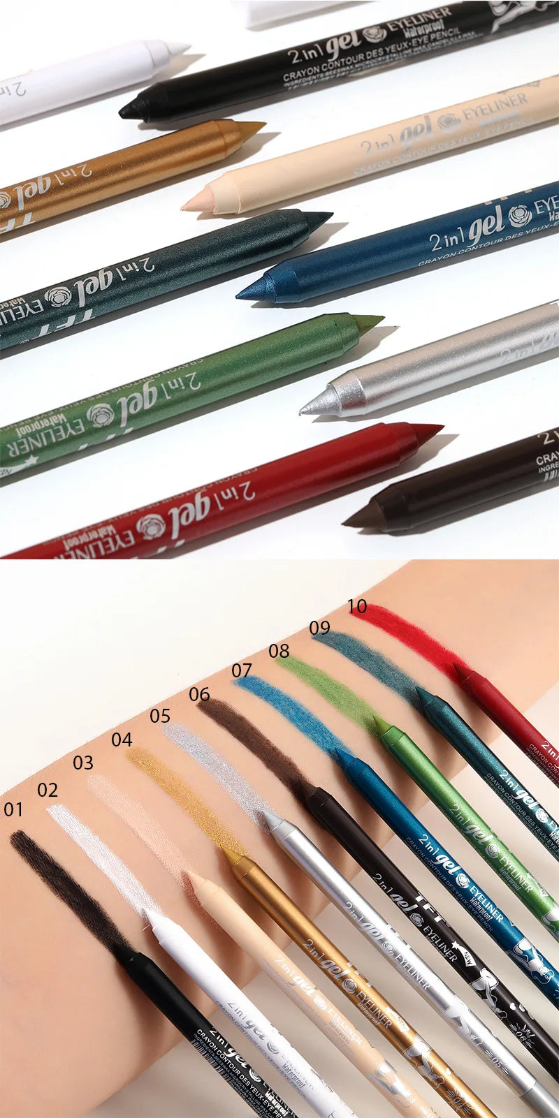 Quick-drying Eyeliner Waterproof Liquid Eyeliner Gel Pen Colourful Pigment Long Lasting Smooth Pencil Eye Beauty Makeup Cosmetic
