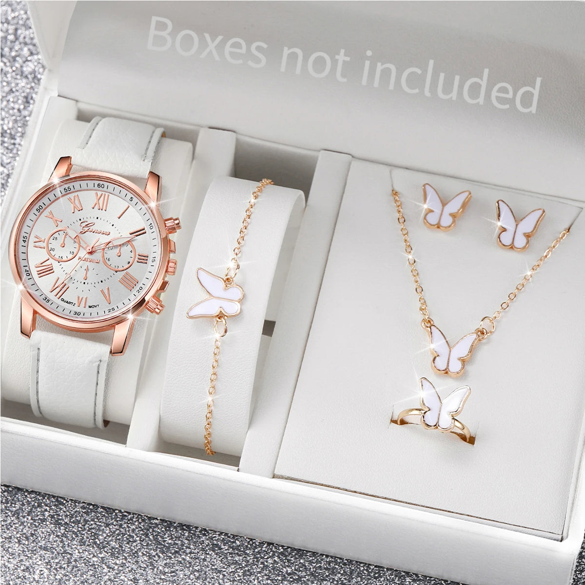 Women’s Fashion Quartz Watch & Jewelry Set – 5/6 PCS