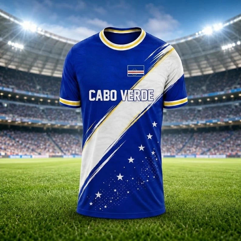 New Cape Verde football jersey Cape Verde football shirt family jerseys crew neck T-shirt quick-drying moisture-wicking
