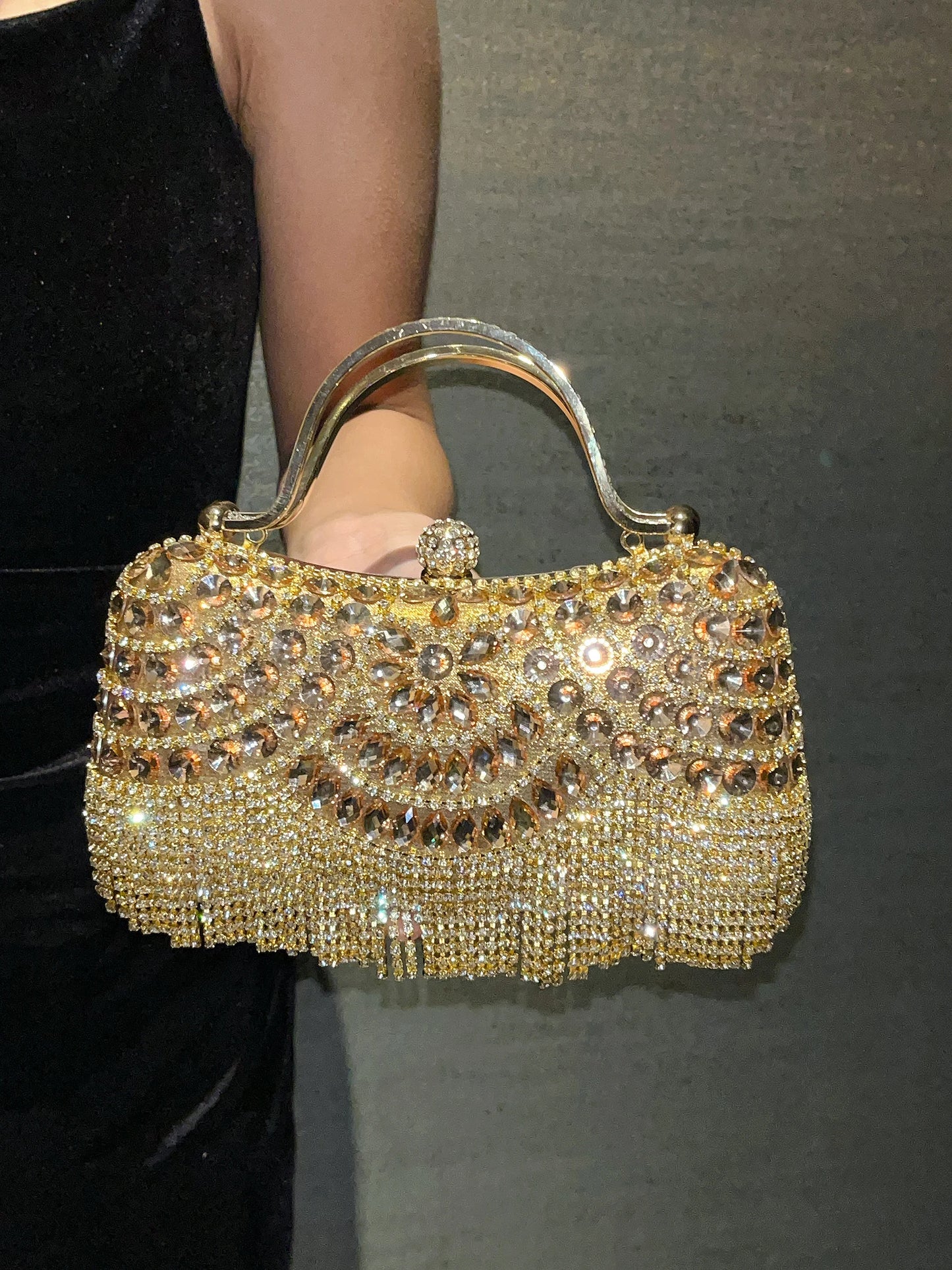 Luxury Women's Diamond Evening Bag Handbag, Water Diamond Evening Dress Bag, Diamond Tassel Wedding Bag