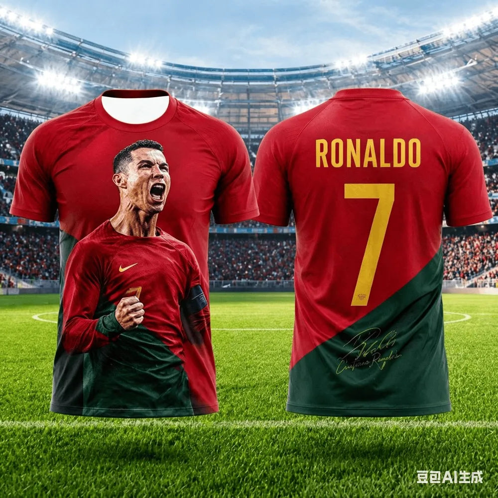 Ronaldo 3D Printed Football Jersey T-Shirt – Family Matching Outfit