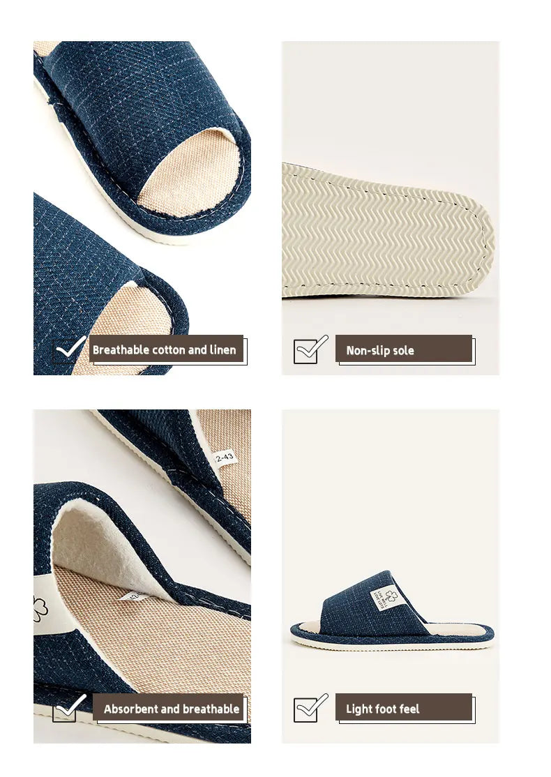 Men’s Indoor Hemp Cotton Slippers – EVA Sole Comfort Shoes (K293-A)