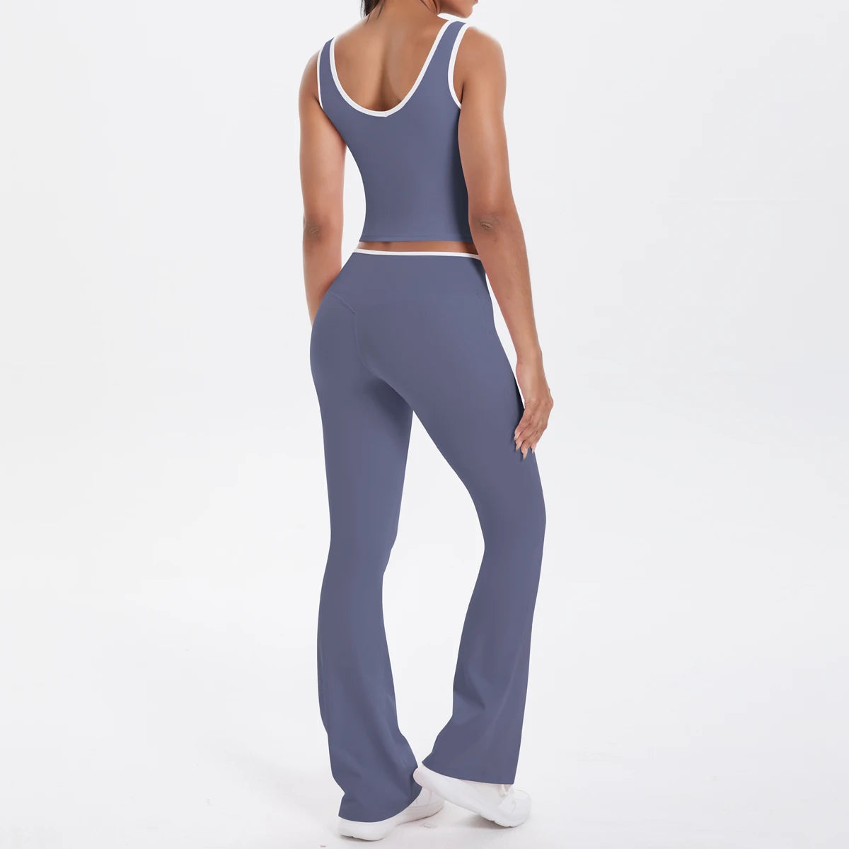 Autumn Women's Yoga Set U-neck Vest High Waist Cross Wide Leg Pants Set Tight Fitting Seamless Elastic Sportswear